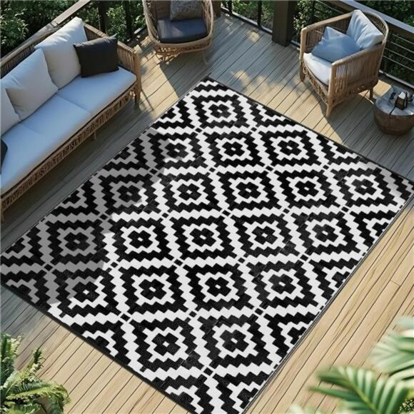 Outdoor Rug 5x8 Waterproof Reversible Patio Mat RV Camping Deck Beach Carpet